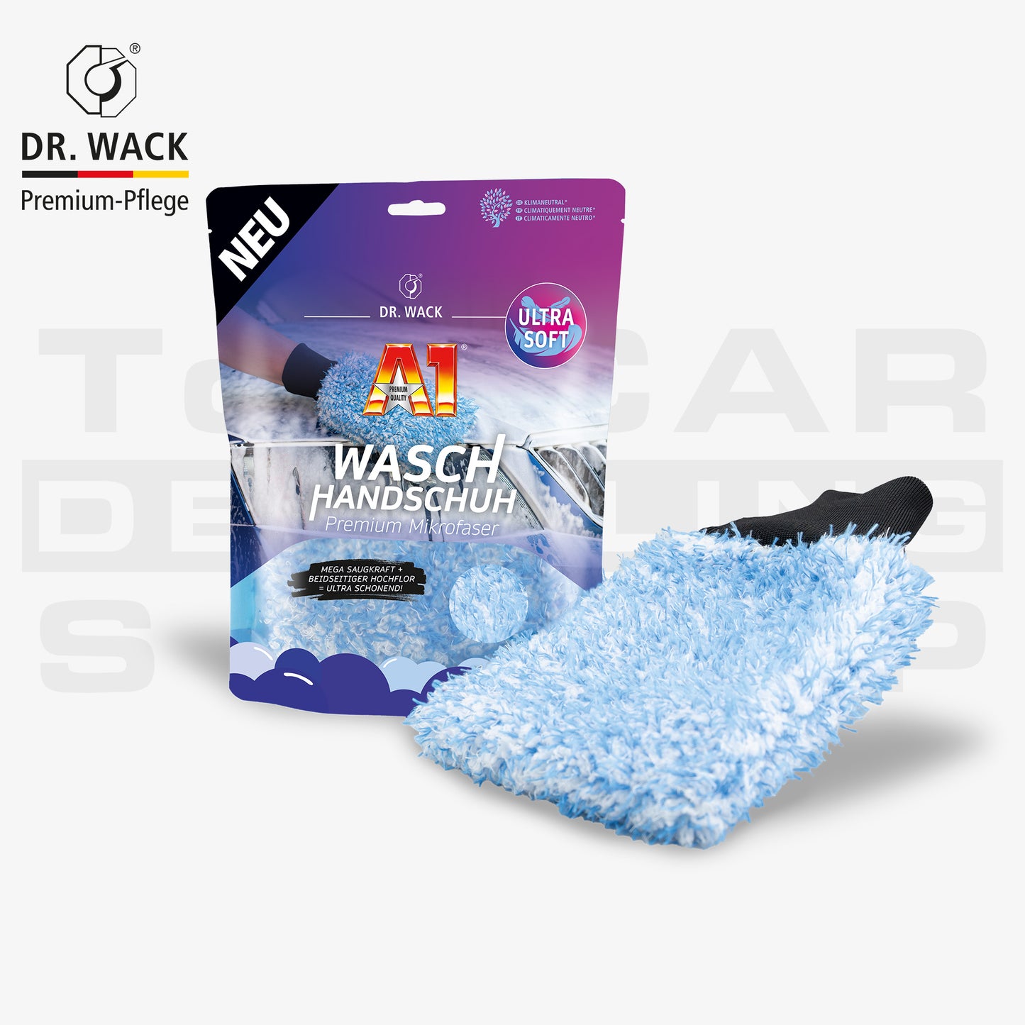 Dr. Wack A1 Waschhandschuh aus Premium-Mikrofaser – besonders lackschonend und saugstark für die gründliche Autowäsche