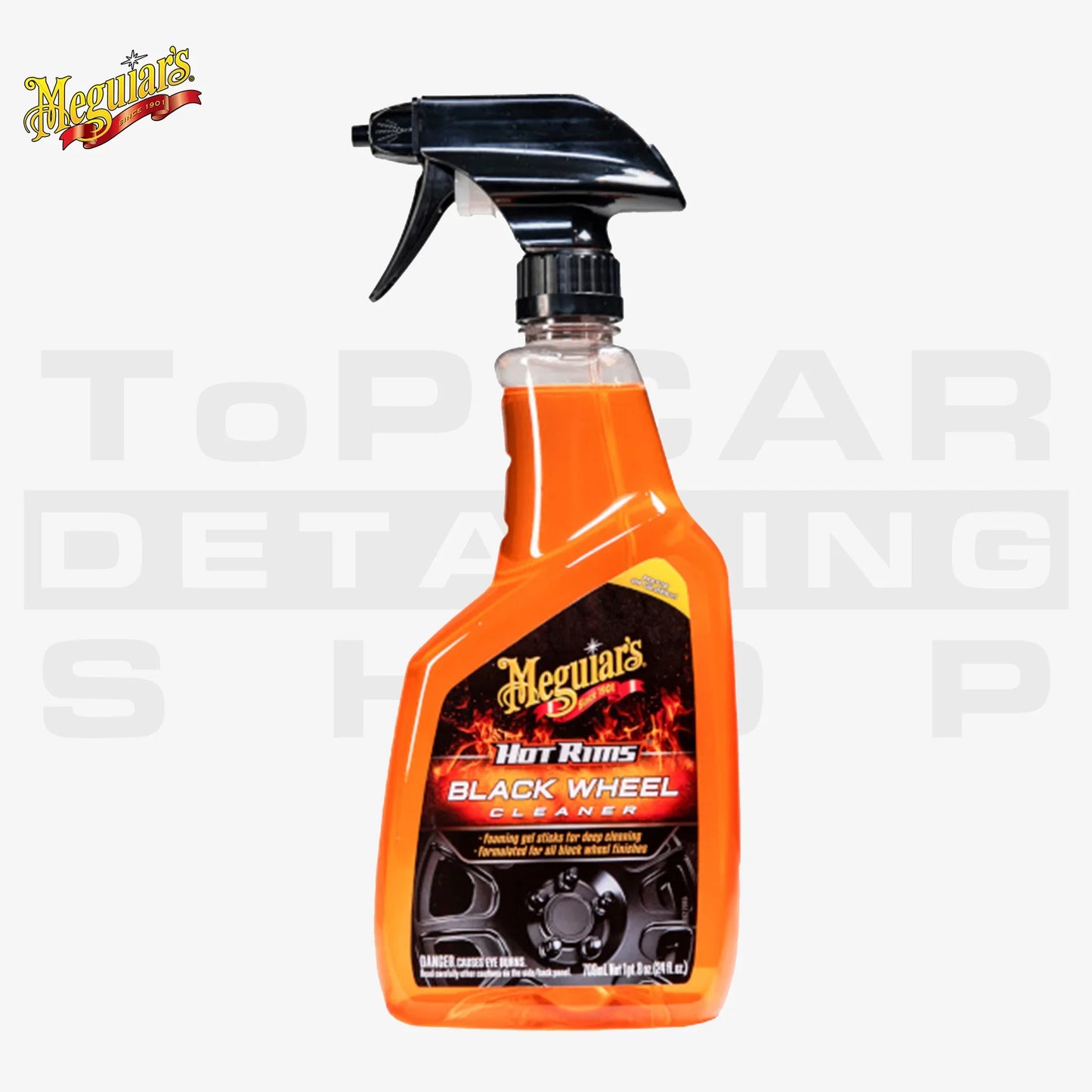 Meguiar’s Hot Rims Black Wheel Cleaner – Felgenreiniger für schwarze und dunkle Felgen, in orangefarbener Sprühflasche