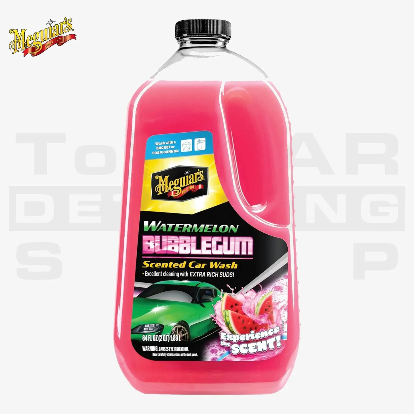 Meguiar’s G250464 Watermelon Bubblegum Car Wash – pinkes Autoshampoo mit Wassermelonen-Kaugummi-Duft für intensive Schaumbildung