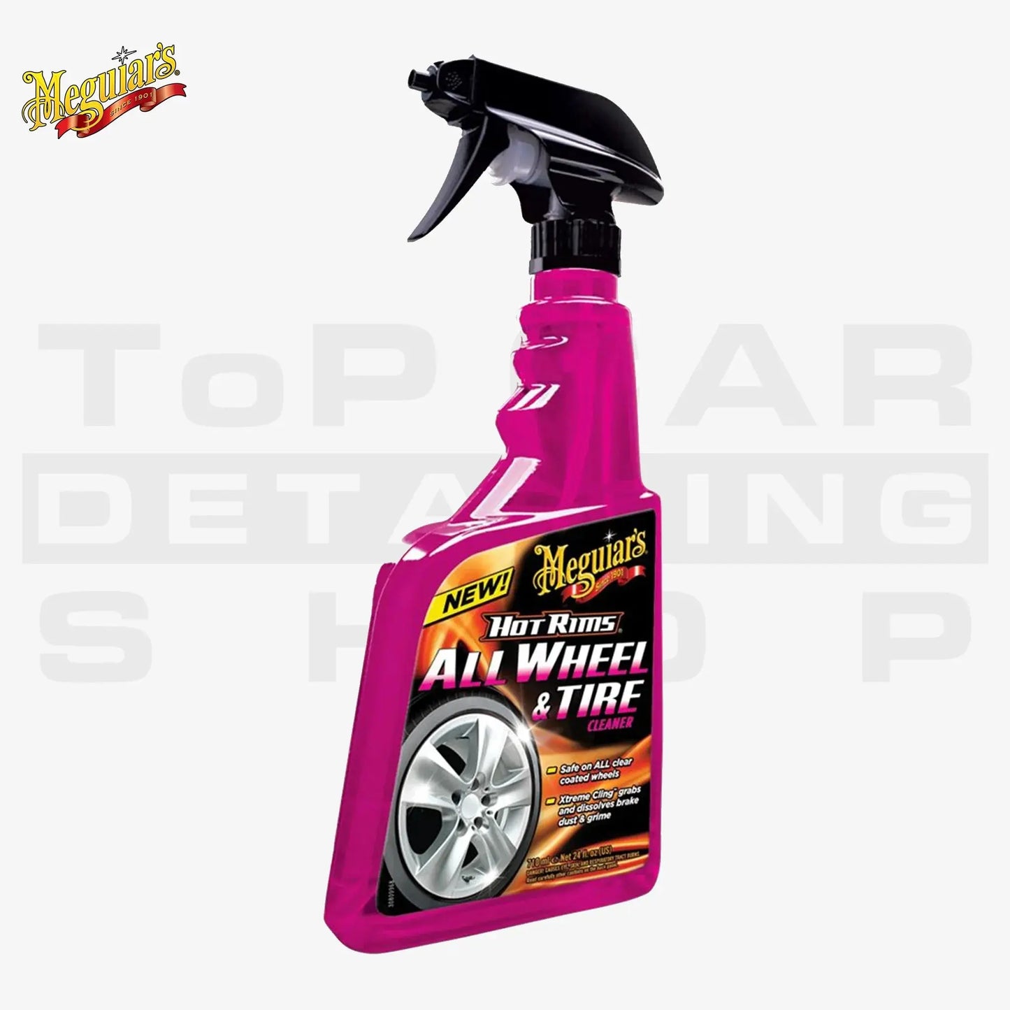 Meguiar’s G9524 Hot Rims All Wheel & Tire Cleaner – Felgen- und Reifenreiniger in pinker Sprühflasche für alle Radtypen