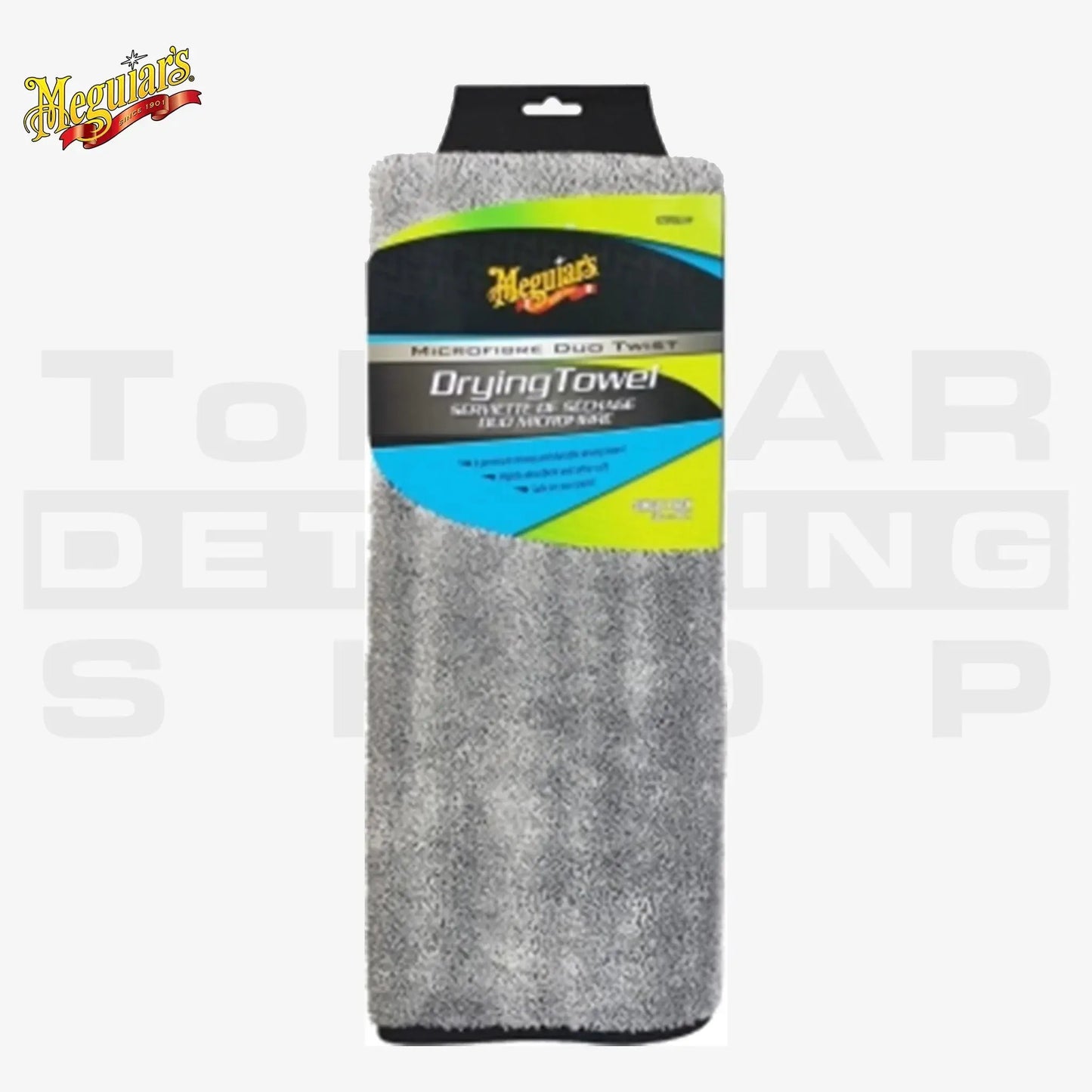 Meguiar’s Microfibre Duo Twist Drying Towel – graues Trockentuch mit hoher Wasseraufnahme und Twist-Fasern