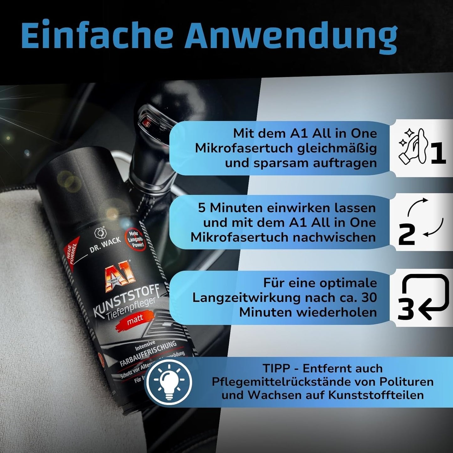 A1 Kunstoff-Tiefenpfleger matt (250 ml) Dr. Wack ToP Car Detailing