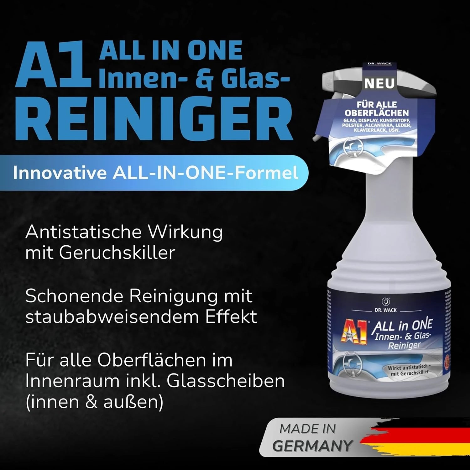 A1 ALL in ONE Innen- & Glas-Reiniger (500 ml) Dr. Wack ToP Car Detailing