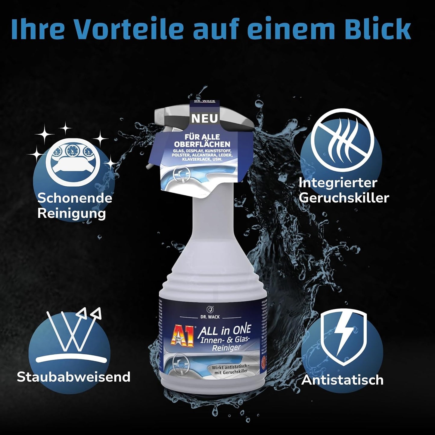 A1 ALL in ONE Innen- & Glas-Reiniger (500 ml) Dr. Wack ToP Car Detailing