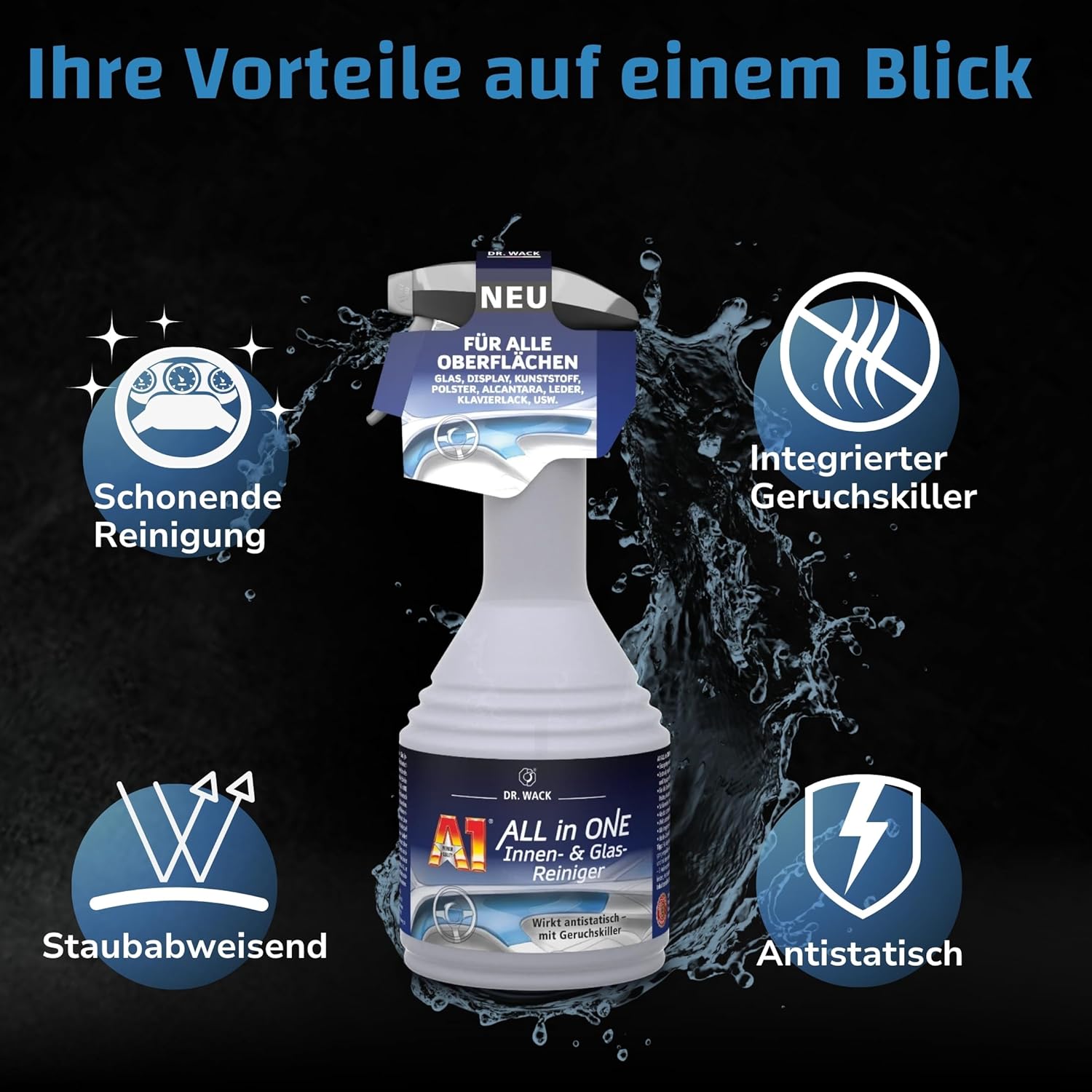 A1 ALL in ONE Innen- & Glas-Reiniger (500 ml) Dr. Wack ToP Car Detailing