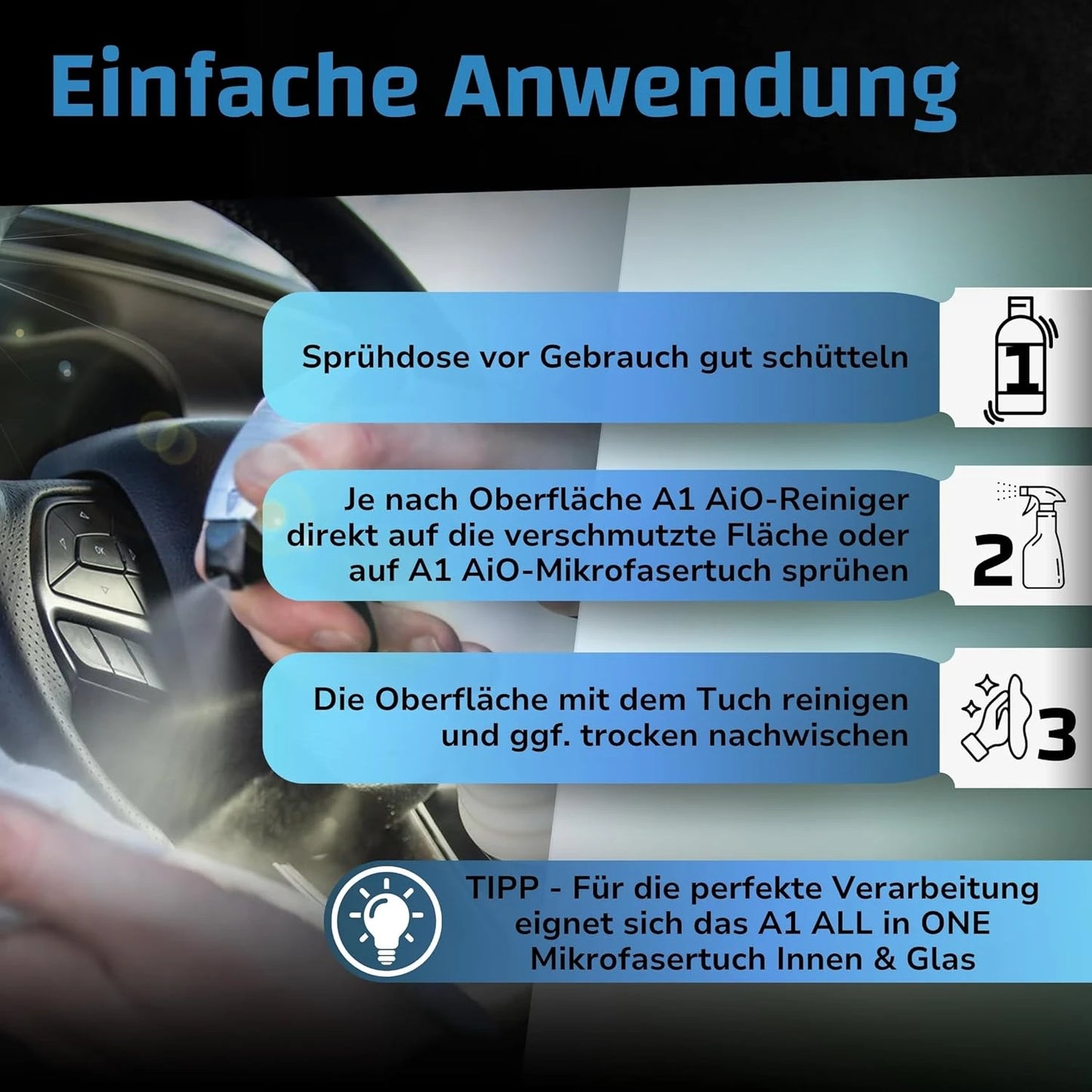 A1 ALL in ONE Innen- & Glas-Reiniger (500 ml) Dr. Wack ToP Car Detailing