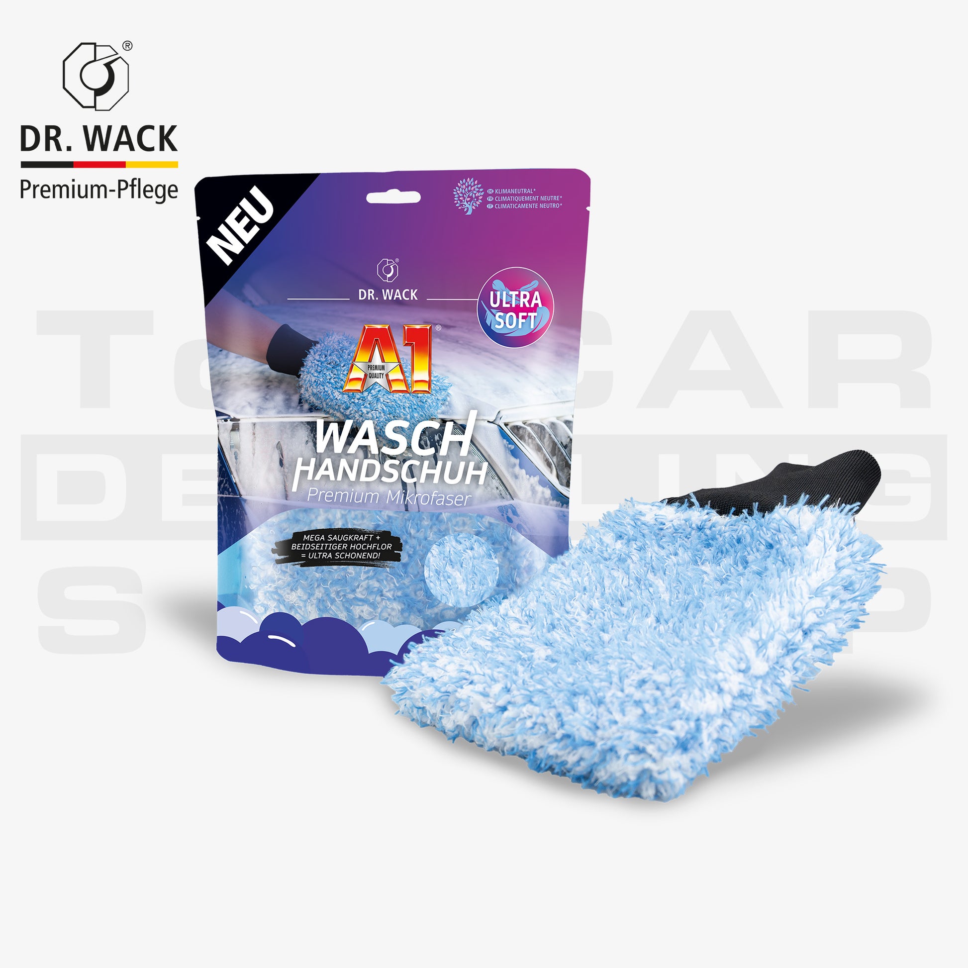 Dr. Wack A1 Waschhandschuh aus Premium-Mikrofaser – besonders lackschonend und saugstark für die gründliche Autowäsche