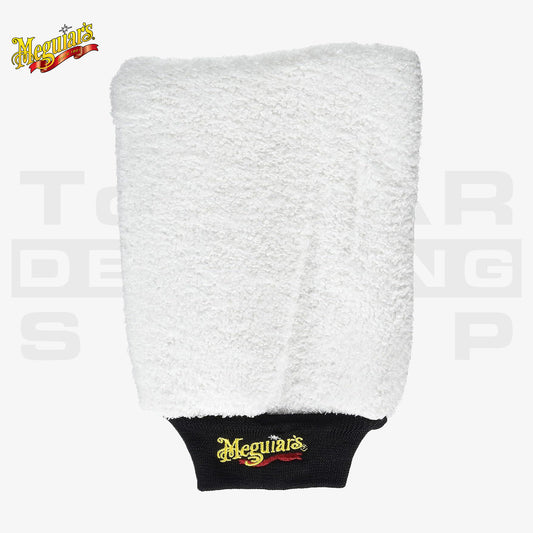 Meguiar’s Wash Mitt Mikrofaser-Waschhandschuh in Weiß – lackschonender Handschuh für die manuelle Fahrzeugwäsche